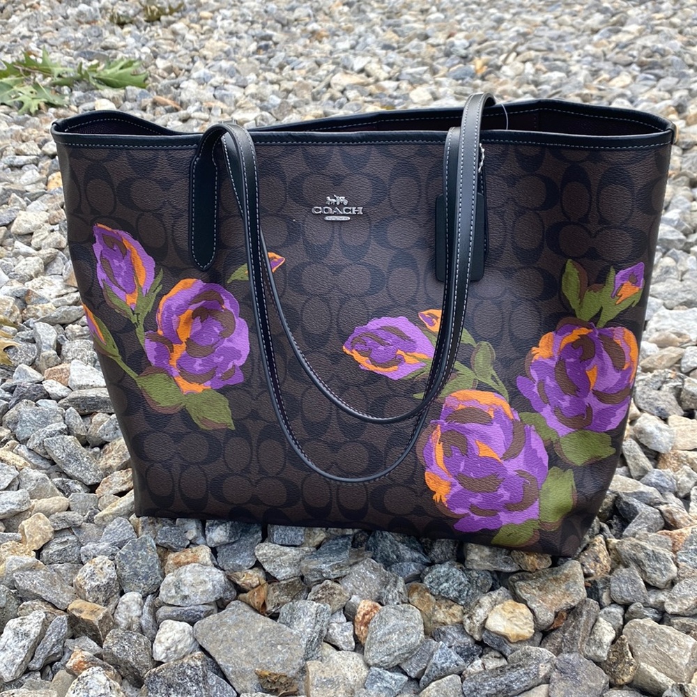 New Iris pattern city tote coach bag
